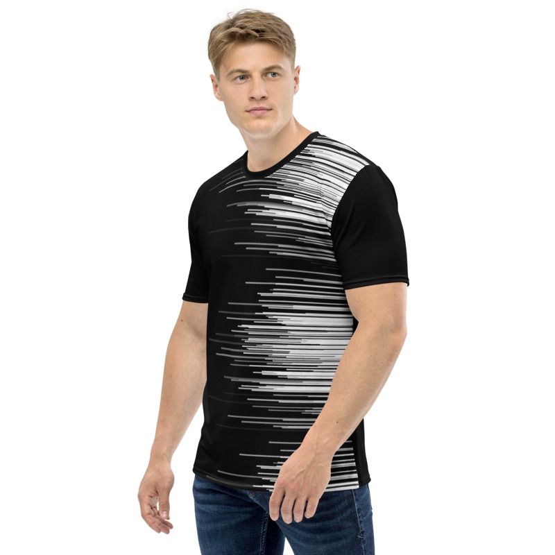 maglietta uomo a strisce stampa totale fronte e retro