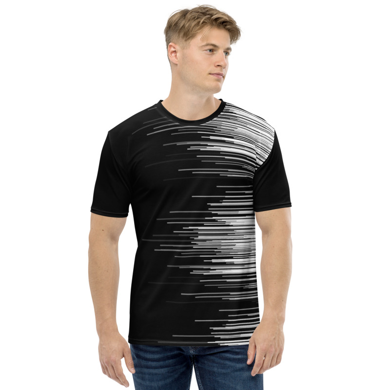 maglietta uomo a strisce stampa totale fronte e retro