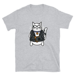 Maglietta unisex grigio con gatto