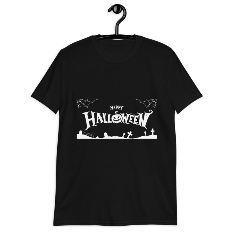 Maglietta Halloween con cimitero e zucca sorridente